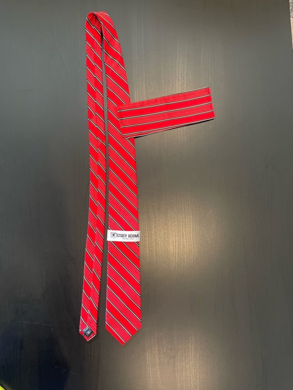 Stacy Adams Red and Black Diagonal Stripe Tie (XL)